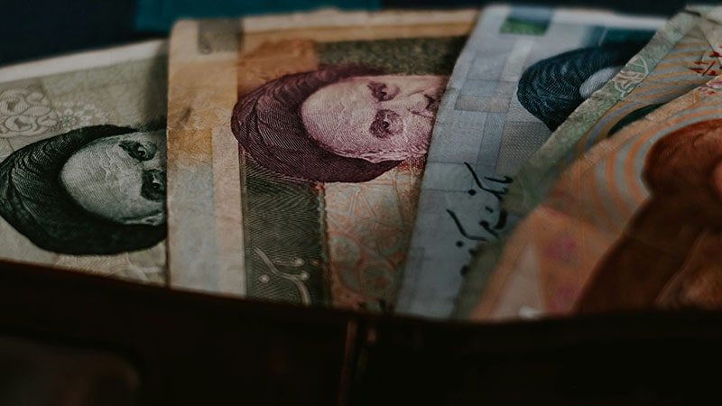 Iranian Rial banknotes and coins